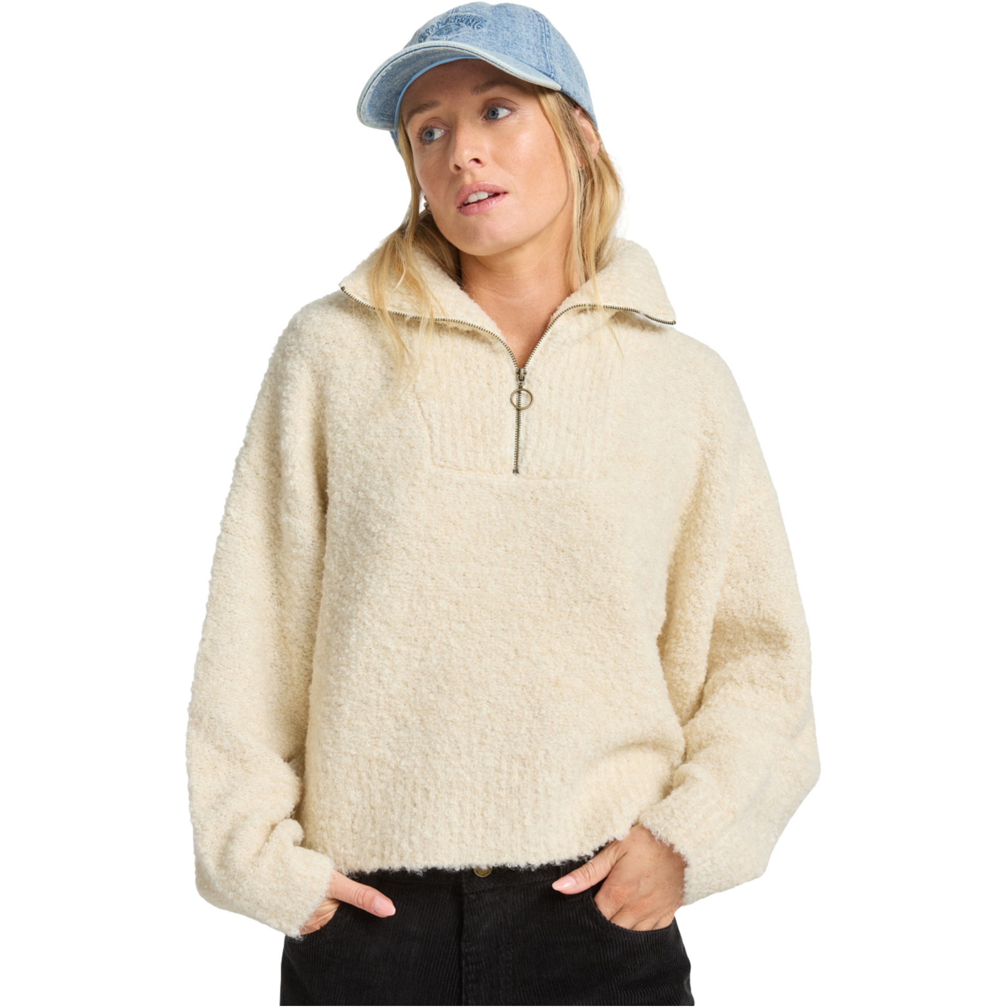 2025 Billabong Womens Lost Heaven Half Zip Jumper EBJSW00135 - Whitecap